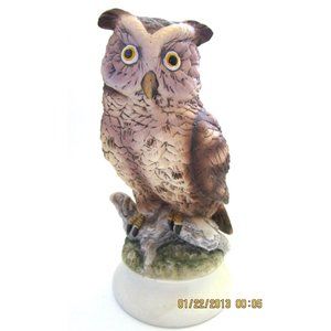 Lefton China Hand Painted Porcelain Bisque Owl Figurine  KW866 - Japan Excl. Tag